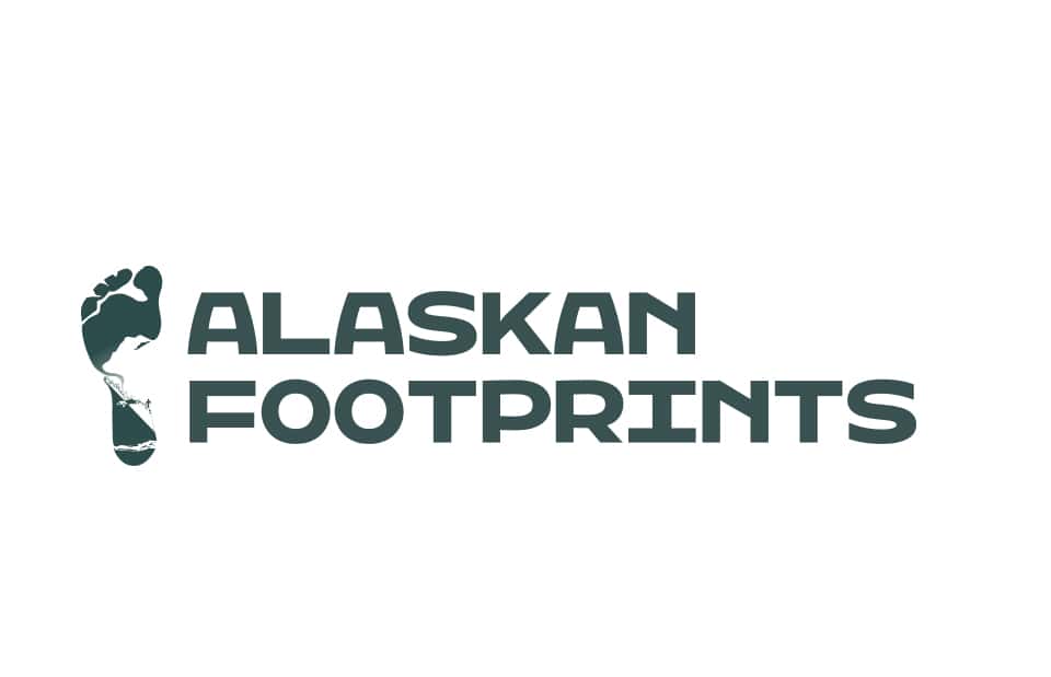 Alaska footprints logo on a white background for Tourism Marketing Agency.