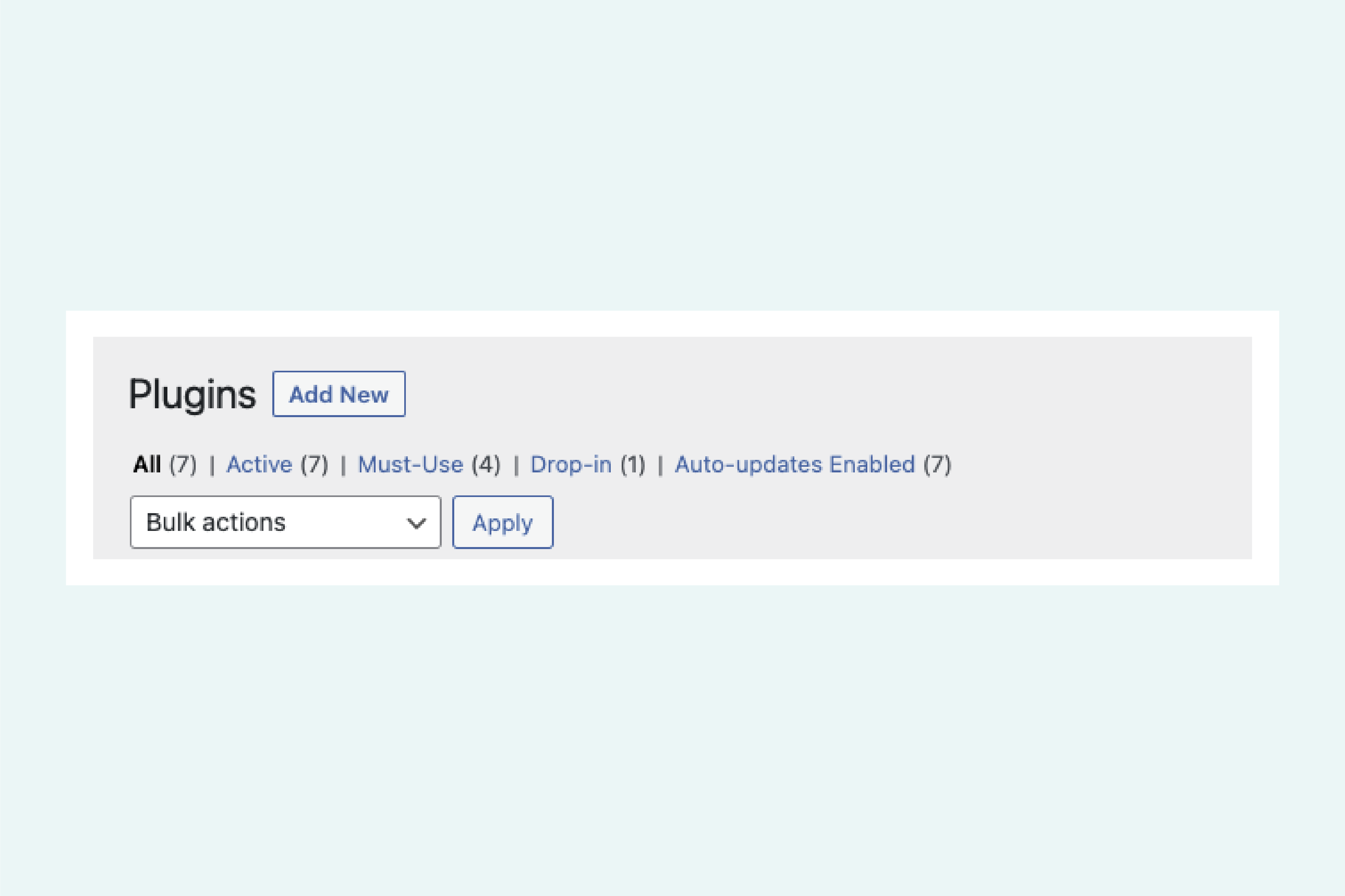 screenshot of the wordpress plugin update page options