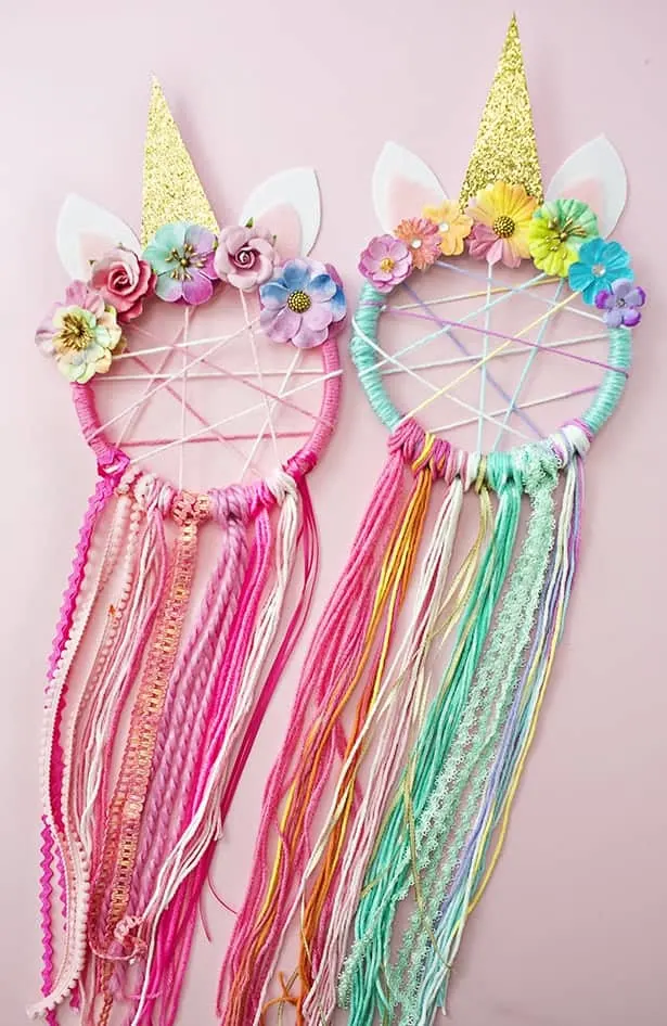 Unicorn dream catcher crafts.