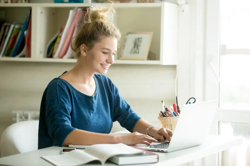 woman working in a home office